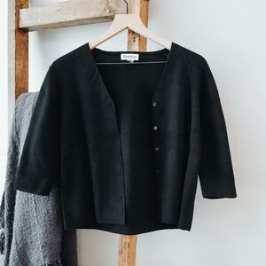 Vintage Hampshire Studio Black Button-Front Cardigan (Size M)